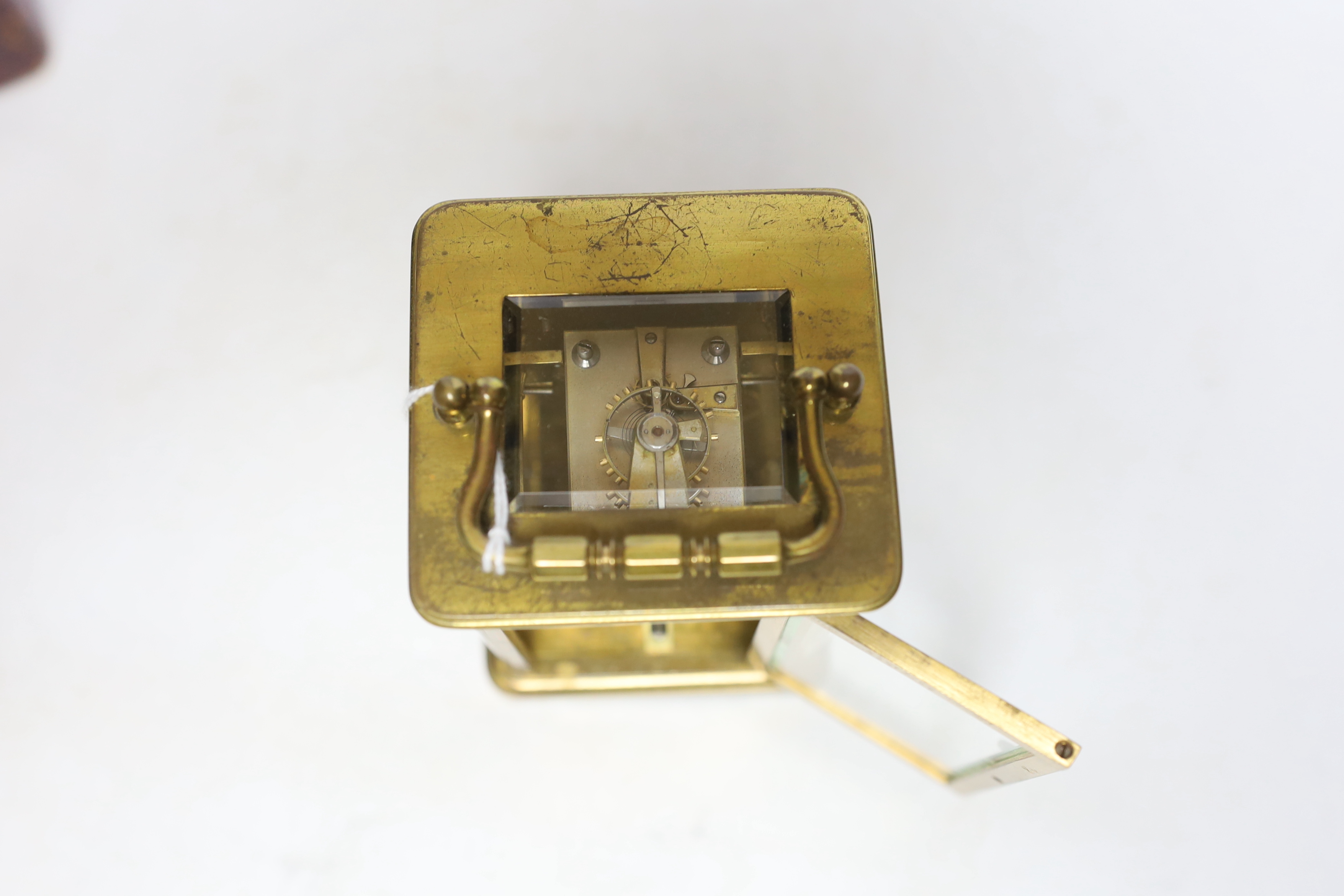 A cased brass carriage timepiece, 11.5cm